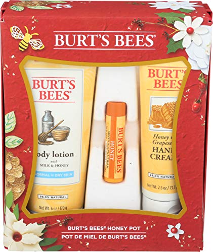 Natural Honey Skin Care Gift Set with Body Lotion, Hand Cream & Lip Balm