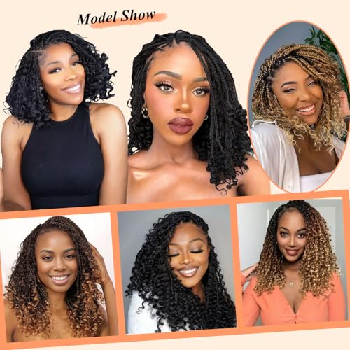 8 Inch Goddess Box Braids Crochet Hair 9 Packs with Curly Ends - 1B/30 Variation