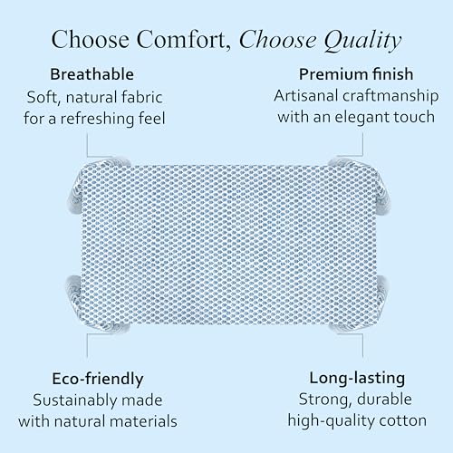 CPC Apatite Blue Hand Block Printed Cotton Rectangular Tablecloth 70x118 Inch