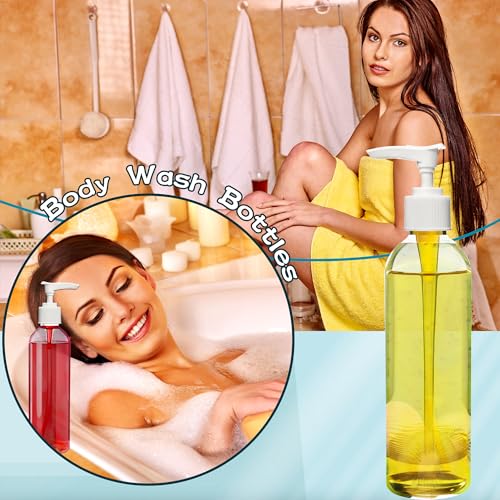 52 Pcs Empty Plastic Pump Bottle 8 oz/ 250 ml Clear Lotion Pump Dispenser Refillable Shampoo Containers Bulk with Travel Lock for Body Wash Liquid Soap Massage Oil Face Cream Conditioner