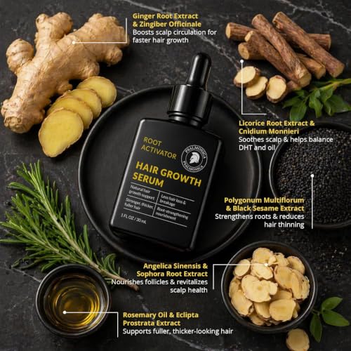 Hair Growth Serum for Men & Women - Root Activator & Thinning Hair Treatment - 1 Fl Oz - Botanical DHT Blocker & Thickening Formula