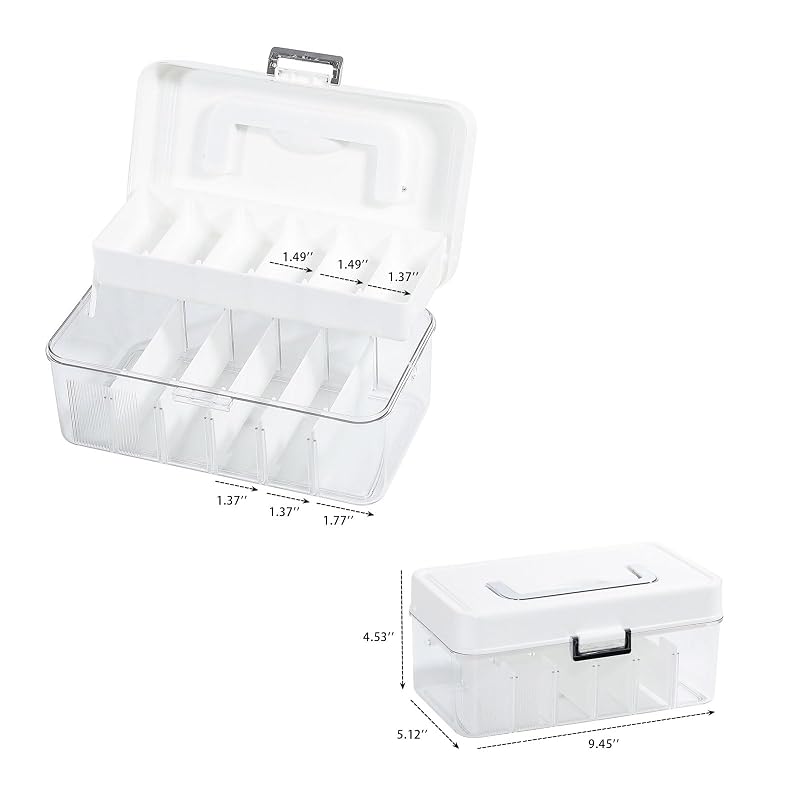 2 Pack Portable Hair Accessories Organizer Box for Girls (Plastic, Dustproof) - 2 Tiers, 12 Divisions