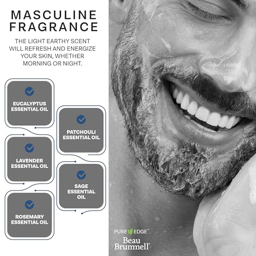 Men's Activated Charcoal Face Wash with Hyaluronic Acid & Bamboo - Gentle Exfoliating Cleanser