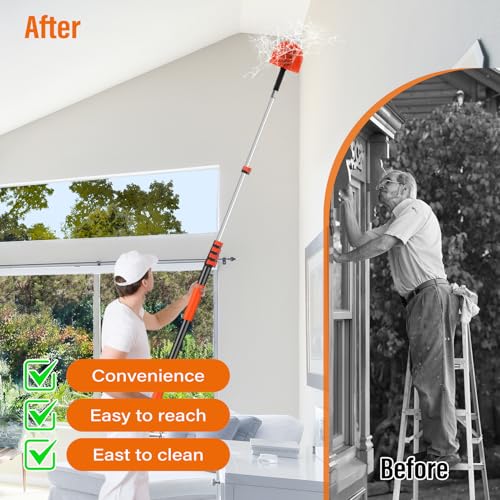 ACTREY 30FT Reach Cobweb Duster with Extension Pole, Spider Web Brush for High Ceiling Cleaning