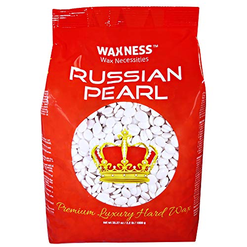 Waxness Russian Pearl Hard Wax Beads 2.2 lb (1 kg) ? Rosin-Free Stripless Hard Wax with Creamy Texture and Skin Visibility, Professional Use ? Made in Italy