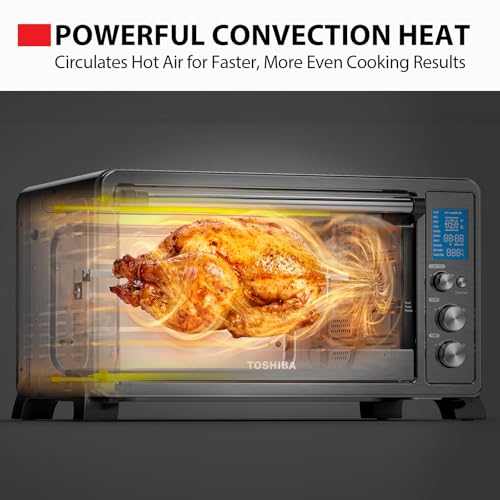 25L Convection Toaster Oven - 6-Slice, 10-in-1 Family Size Countertop Oven - Black Stainless Steel