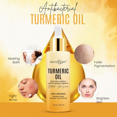 Organic Turmeric Oil for Skin Lightening ? Turmeric Face Oil for Dark Spots, Anti-Aging & Hydrating Dry Skin ? Glow Moisturizer for Face, Neck & Eyes (2 FL OZ / 60 ML)