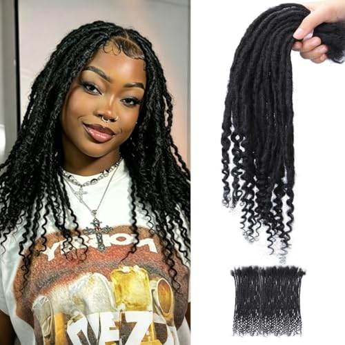 POUWENEY 12in Human Hair Curly Dreadlock Extensions - 50 Strands, 1b / 12 Inch