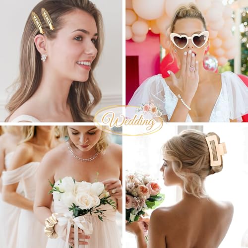 6 Sets Bridesmaid Proposal Gift Set with Hair Clips Scrunchies Sunglasses & Makeup Bag - Brown Checkered