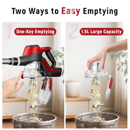 Cordless Stick Vacuum Cleaner 45Kpa Max Suction Handheld Pet Hair Floor Car