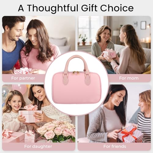 Travel Makeup Bag for Women - Pink, Large Capacity, Stand-Up Cosmetic Organizer with Brush Holder