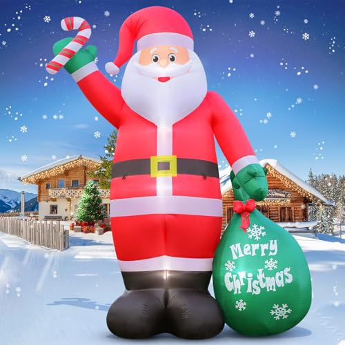 12FT Inflatable Santa Claus with LED Lights, Candy & Gift Bag Yard Decor