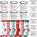 18 Pcs Christmas Gifts Set Merry Xmas Makeup Bags Enamel Mugs Christmas Socks Bulk 2026 Gifts Santa Snowflake Party Favors for Adults Women Coworkers Teacher Xmas Winter Party Supplies Decor