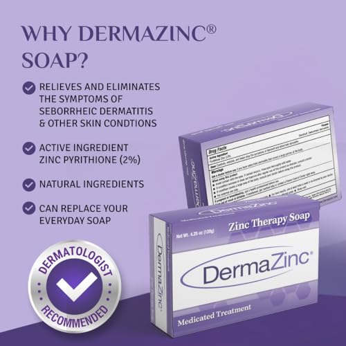 DermaZinc Therapy Soap 4.25 oz Pack of 3 Zinc Skin Relief for Eczema Psoriasis