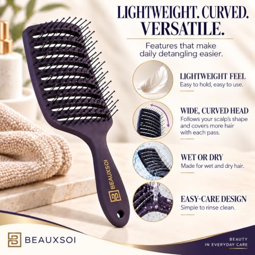 BEAUXSOI Vented Detangling Hair Brush for Wet & Dry Curly, Thick Hair