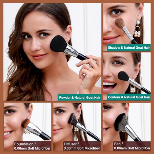 Bueart Design 36Pcs PRO Grade Natural Goat Hair Pony Bristles Makeup Brushes Set with Super Holder Professional-Grade Precision & Luxury Brush for beauty enthusiasts&professionals Makeup Artist