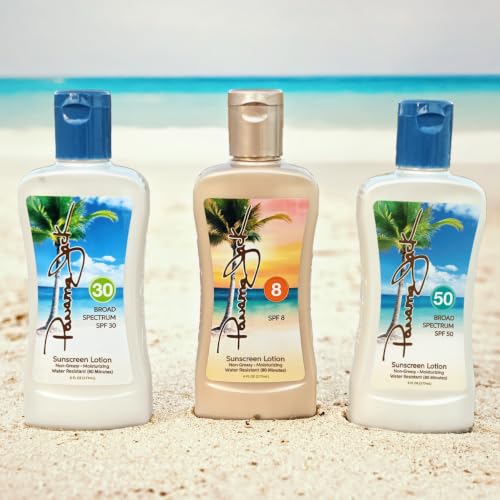Panama Jack Sunscreen Tanning Lotion Pack with SPF 8, 30 & 50 - Golden Days Variation