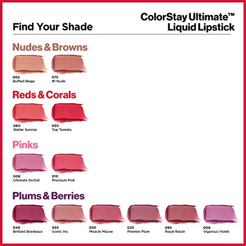 Revlon ColorStay Ultimate Liquid Lipstick - Iconic Iris, 24H Longwear, Satin Finish, Pack of 3