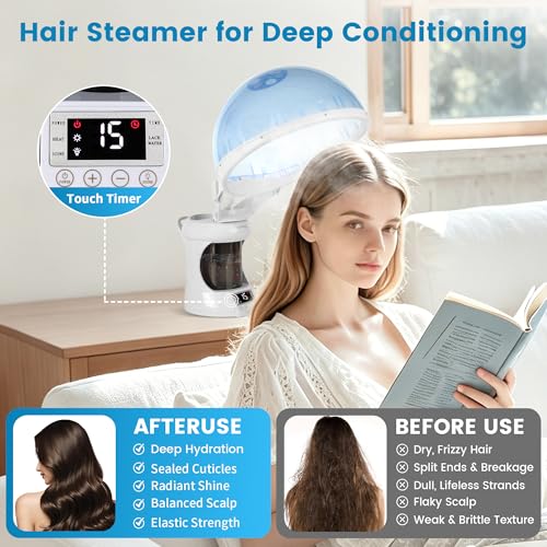 2-in-1 Hair and Facial Steamer with Ozone Nano Mist for Home & Salon Use