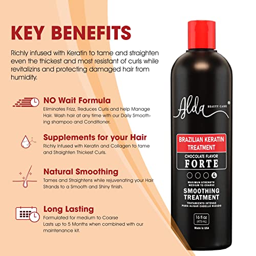 Alda Chocolate Keratin Hair Treatment - Permanent Straightening System, 16 fl oz (Pack of 1)