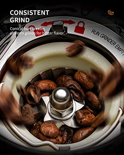 SHARDOR Conical Burr Coffee Grinder, Anti-Static, 48 Settings – Silver