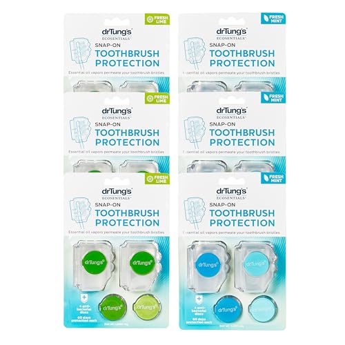 DrTung's Snap-On Toothbrush Cover Caps 6 Pack - Fits Most Manual & Electric Brushes