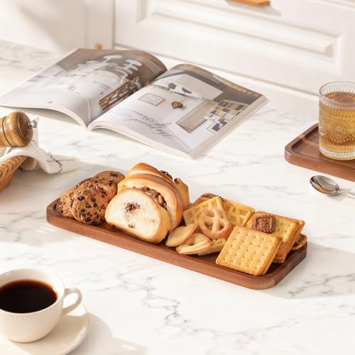 10 Pack Small Wooden Charcuterie Boards - 14 x 5.5 Inch Acacia Serving Trays