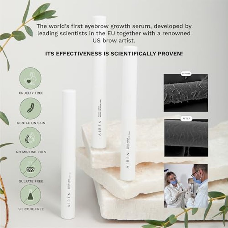 Airen Mi Piace Brow & Lash Nourish Cream for Fuller, Healthier Brows & Lashes - Promote Growth & Thickness - Made in Spain with Natural Ingredients & Proteins - (0.10 fl oz / 3 ml)
