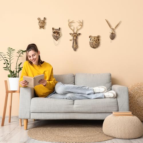 UITWMKTG 5 Pack Gold Animal Wall Decor Set - Deer, Rabbit, Mouse, Bear, Fox Wall Sculptures