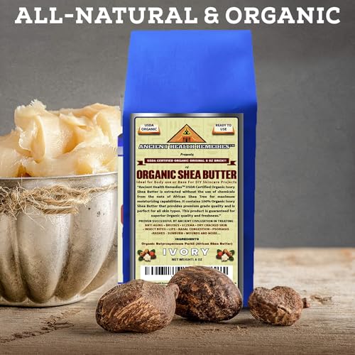 USDA Certified Organic Unrefined Raw AFRICAN IVORY SHEA BUTTER BLOCKS/JAR Bulk Size Grade A for Anti Aging, Dry Skin, Base for DIY Body Butter, Beauty, Skin Moisturizer & Hand Cream
