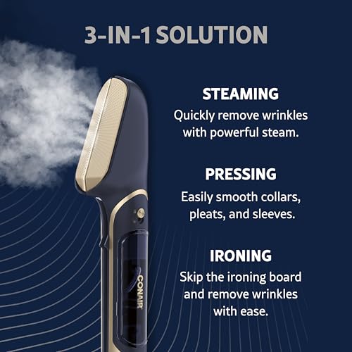 Conair 3-in-1 SteamPress & Iron for Clothes - Travel Steamer, Fabric Shaver, Extra Tank - One Size