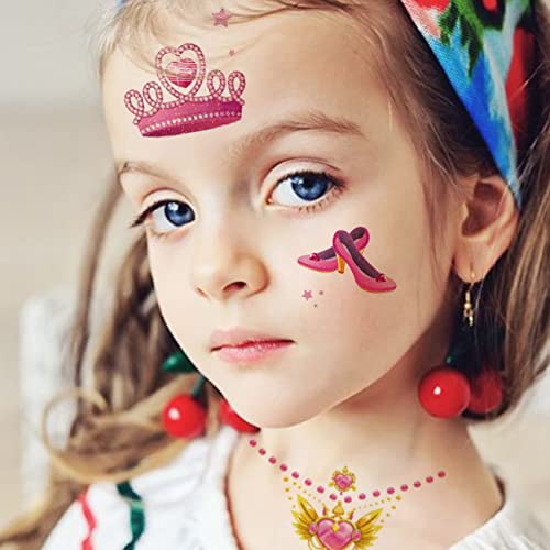 Glitter Temporary Tattoos for Girls - 14 Sheets Glitter Princess Tattoos for Girls Birthday Party Favors Goodie Bag Fillers