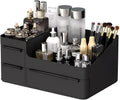 Stackable Makeup Organizer with Drawers for Vanity and Bathroom Counter Black