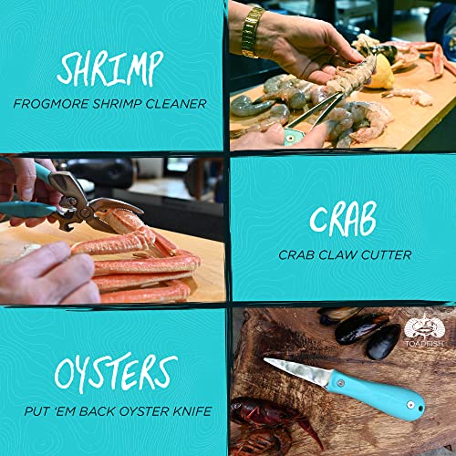 Seafood Tool Set with Crab Cracker, Oyster Knife & Shrimp Deveiner