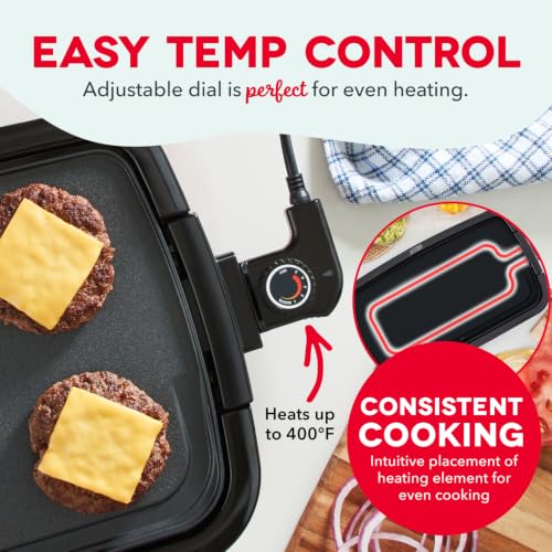 Electric Griddle - 20-Inch Nonstick Flat Top with Removable Plate, Black