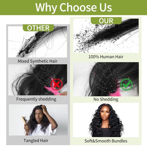 MIDOOT Body Wave Hair Bundles 18 Inch Black 3 Pack Brazilian Virgin Human Hair