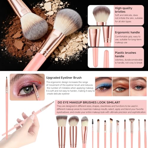 Pink 70-Piece Professional Makeup Brush Set - Multi-Functional Face & Eye Tools