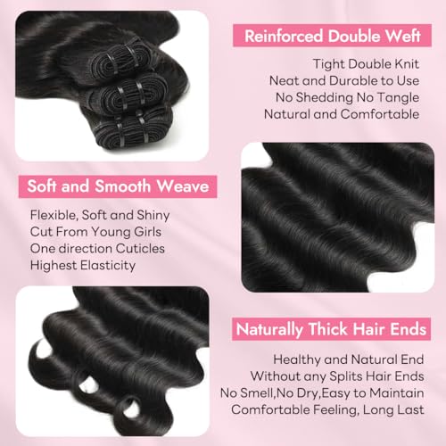 Clip in Hair Extensions 24 Inch Body Wave Jet Black 8pcs Brazilian Remy Human Hair