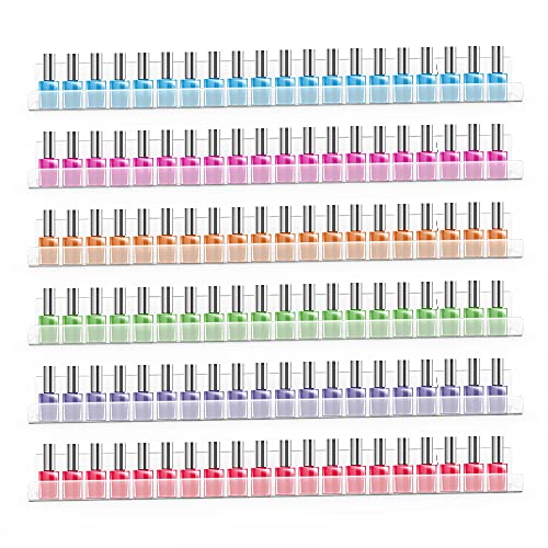 24 Inch Acrylic Nail Polish Rack Wall Mount - 6 Pack, Clear Organizer for 150 Bottles