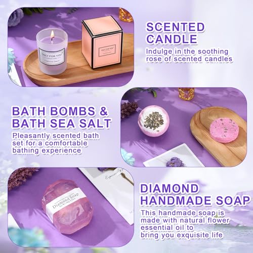 Purple 13-Piece Spa Gift Set for Women - Bathrobe Socks Jewelry & More