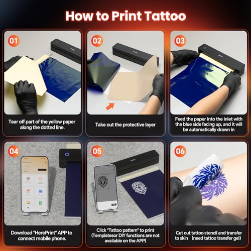 Portable Bluetooth Thermal Tattoo Printer - Wireless Stencil Copier with 10 Sheets