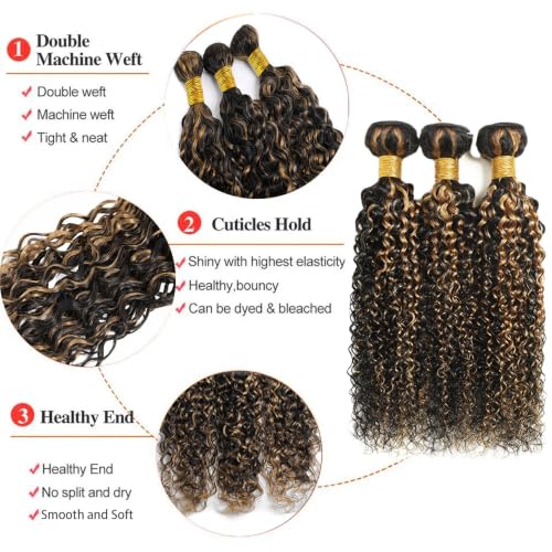 Brazilian Human Hair Bundles P1B/27 Curly Wave 8-12 Inch Highlight Ombre Blonde