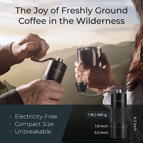 Manual Coffee Grinder Adjustable Conical Burr Black - Alpaca Ventures