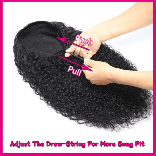 Water Wave Half Wig Human Hair 18 Inch Glueless Natural Black with Adjustable Cap - Beginner Friendly