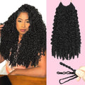 9 Pack 14 Inch Burmese Curly Crochet Hair - Nat&Silk Fiber, 1B