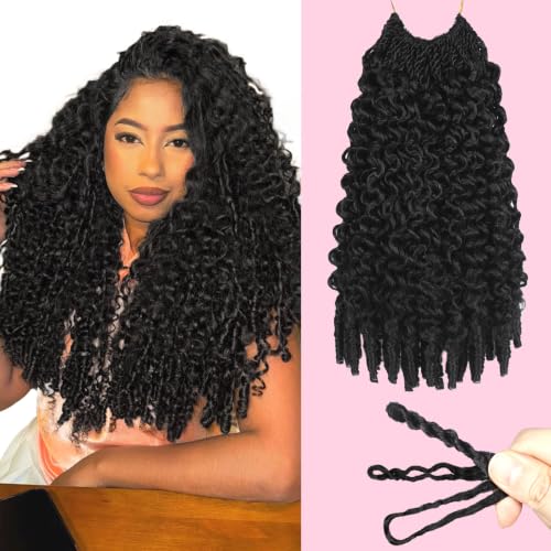 9 Pack 14 Inch Burmese Curly Crochet Hair - Nat&Silk Fiber, 1B