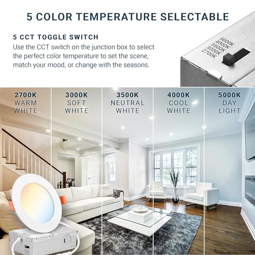 16 Pack 4-Inch LED Recessed Ceiling Lights Dimmable 5 CCT Ultra-Thin ETL-Listed