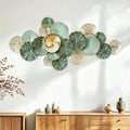 Large Green Metal Wall Art Decor - 3D Lotus Leaves Handcrafted Indoor/Outdoor