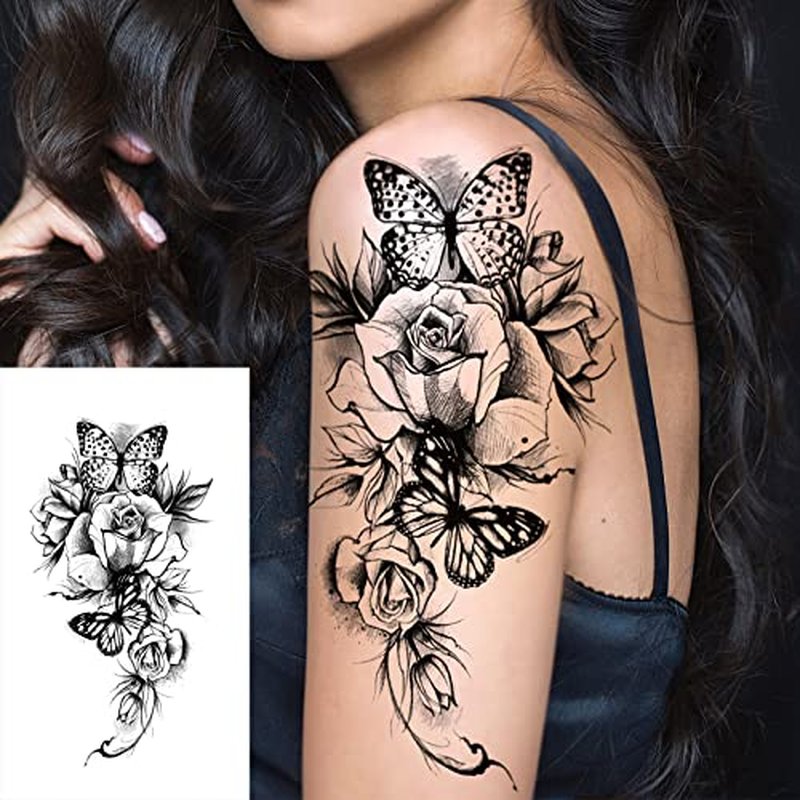 100Pcs Butterfly Wings Temporary Tattoos for Kids Adults, Colorful Butterflies Makeup Fake Tattoo for Women Girls, Waterproof Body Face Stickers Decorations, Birthday Party Favor Gifts Supplies Decor