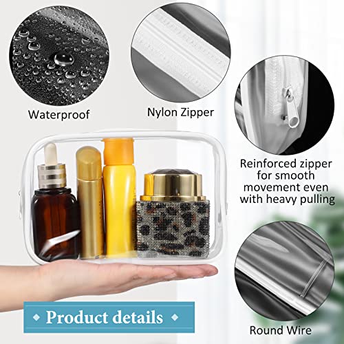 Weewooday 12 Large Clear PVC Cosmetic Bags with Zipper - White